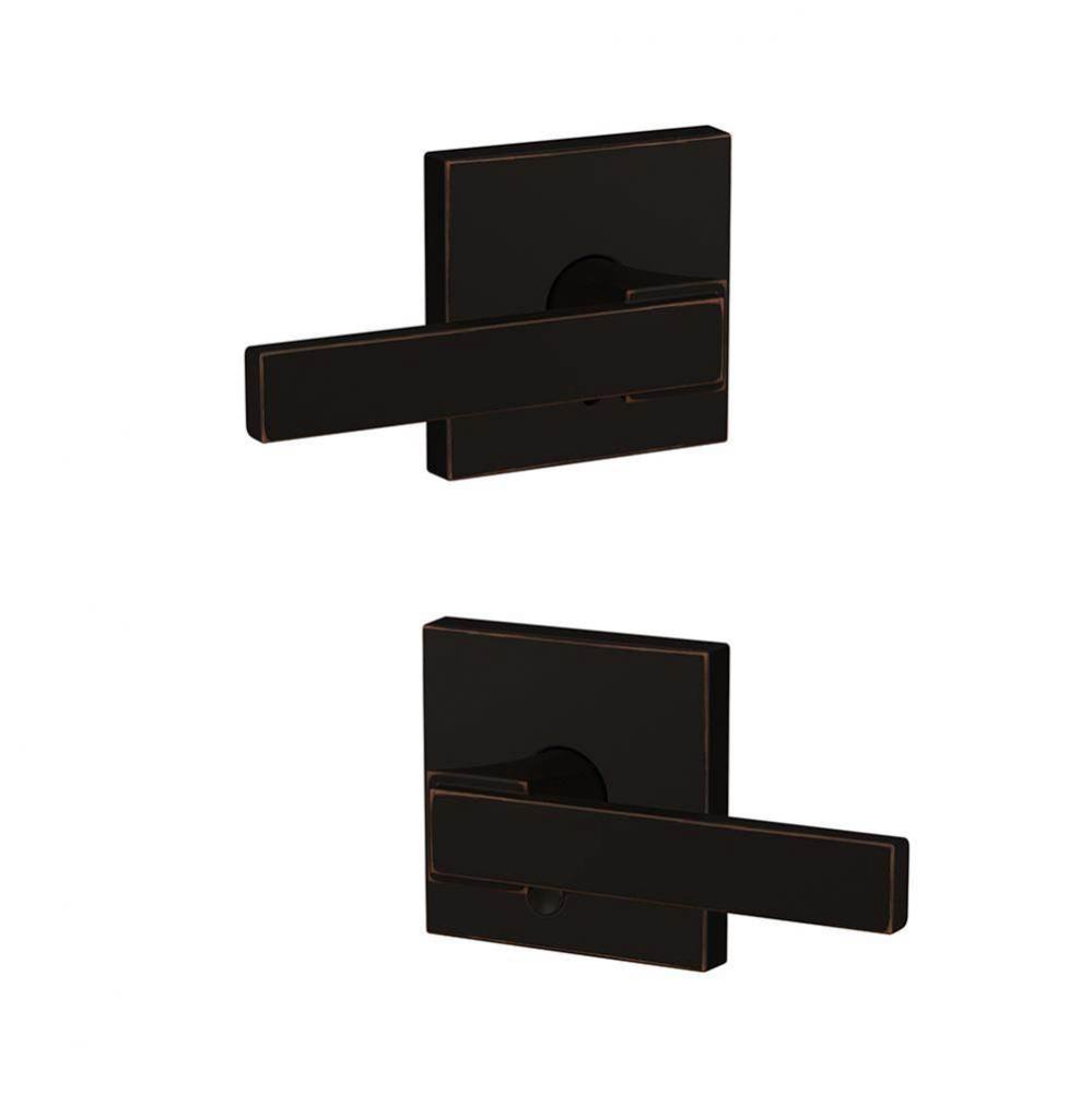Custom Northbrook Lever with Collins Trim Hall-Closet and Bed-Bath Lock in Aged Bronze