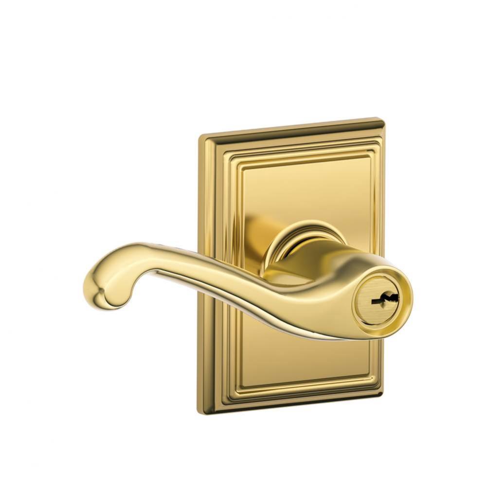 Flair Lever with Addison Trim Keyed Entry Lock in Bright Brass