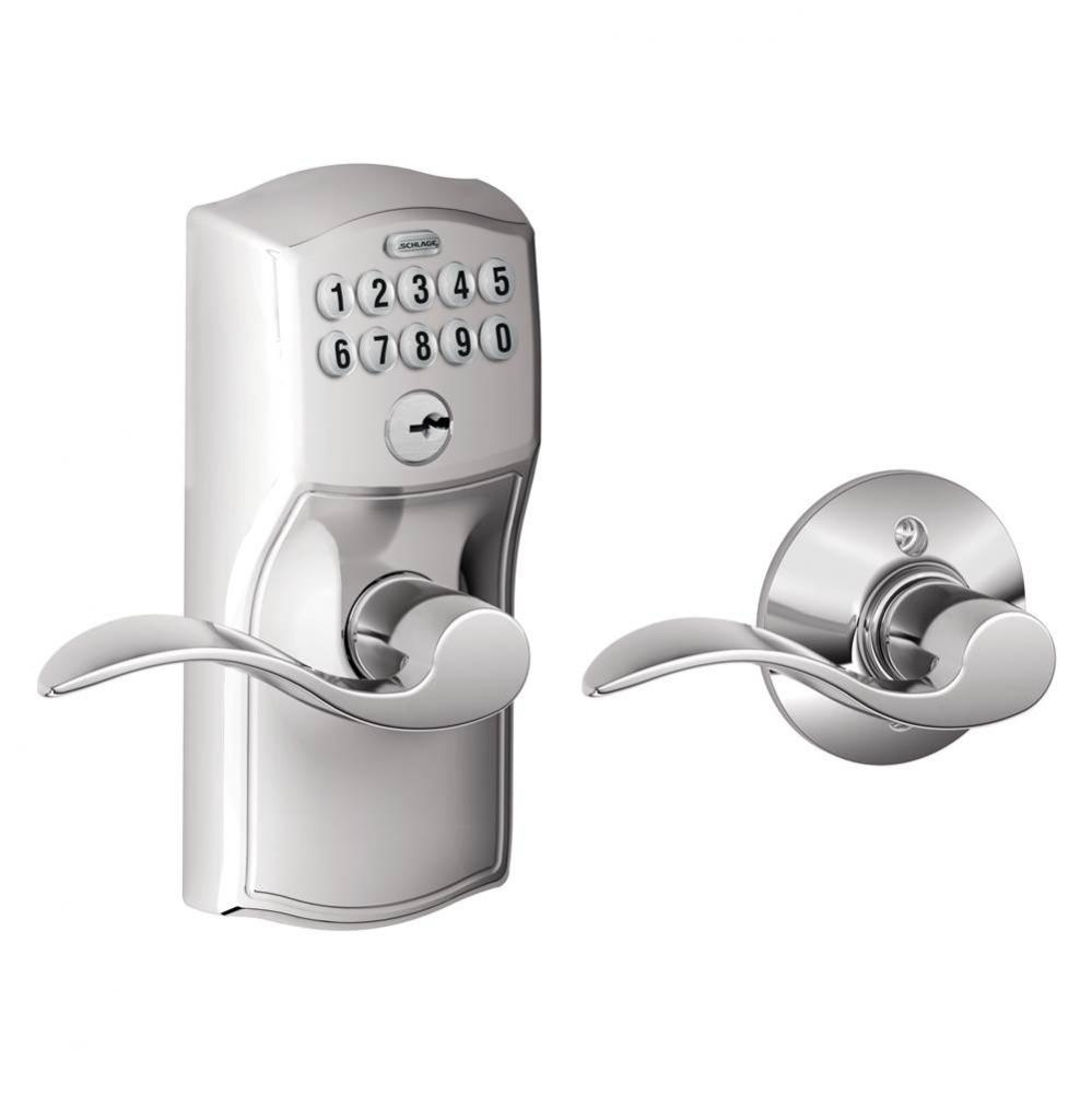 Accent Keypad Lever with Camelot Trim in Bright Chrome