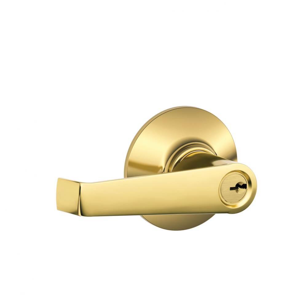 Elan Lever Keyed Entry Lock in Bright Brass