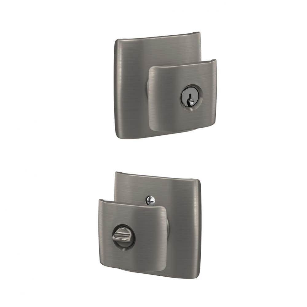 Ganton Knob with Dalton Trim Keyed Entry Lock in Satin Nickel