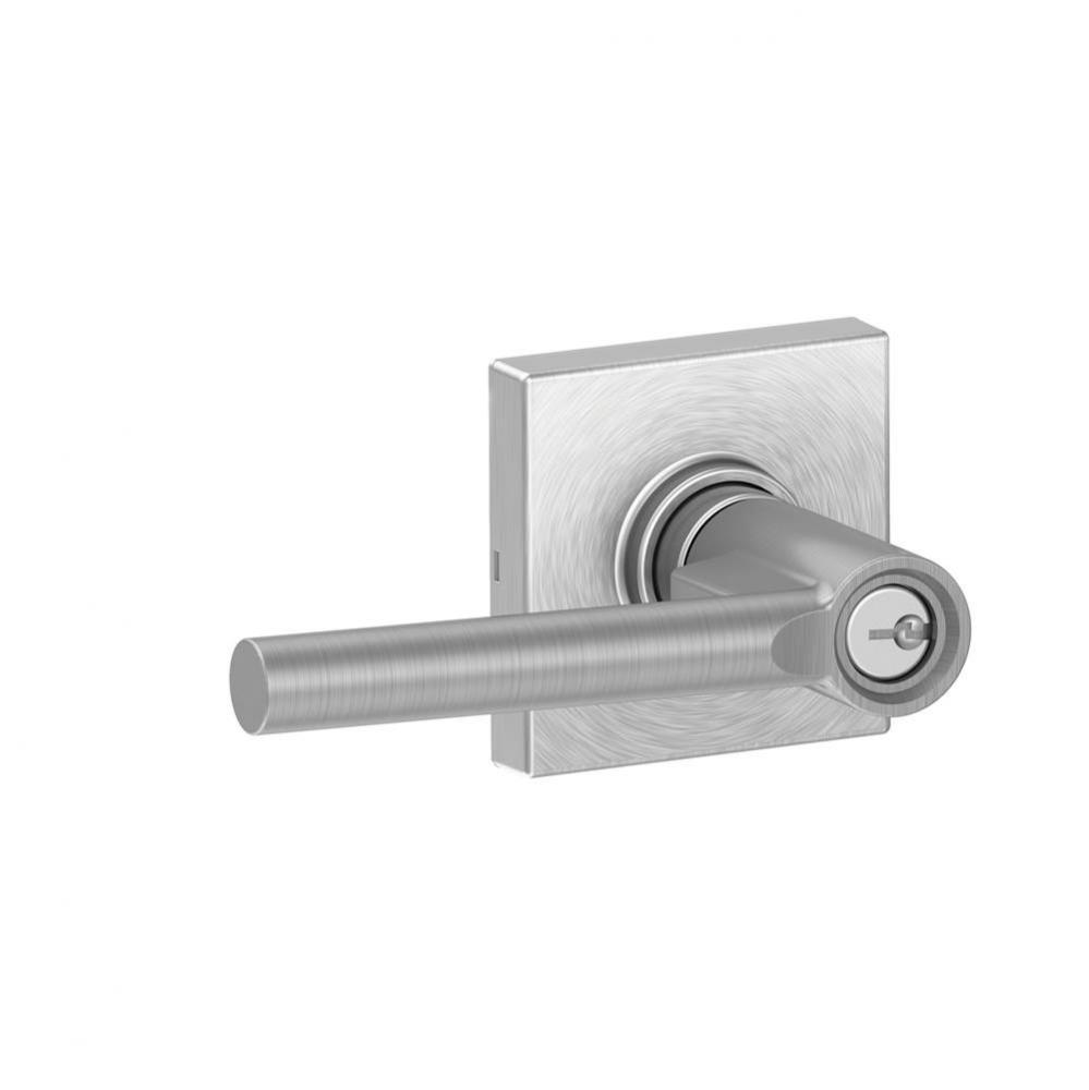 Broadway Keyed Entry Leverset with Collins Trim in Satin Chrome