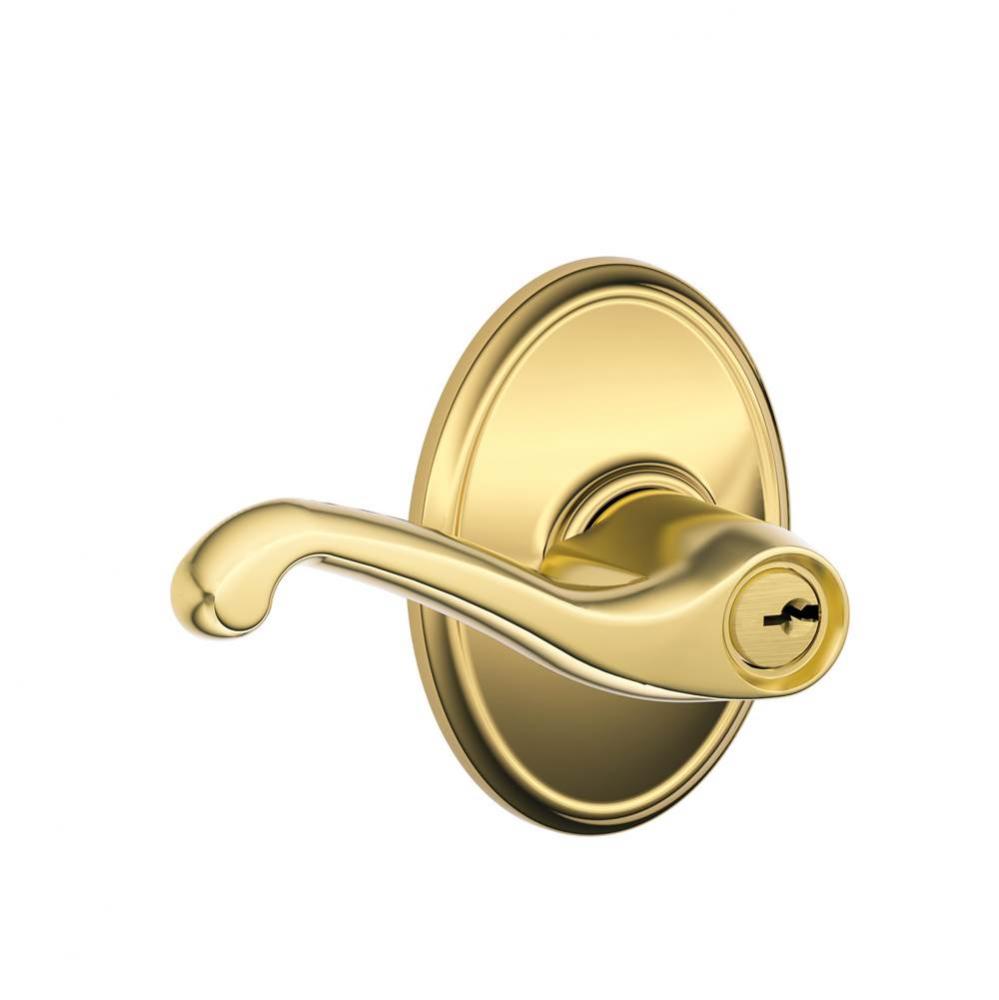 Flair Lever with Wakefield Trim Keyed Entry Lock in Bright Brass