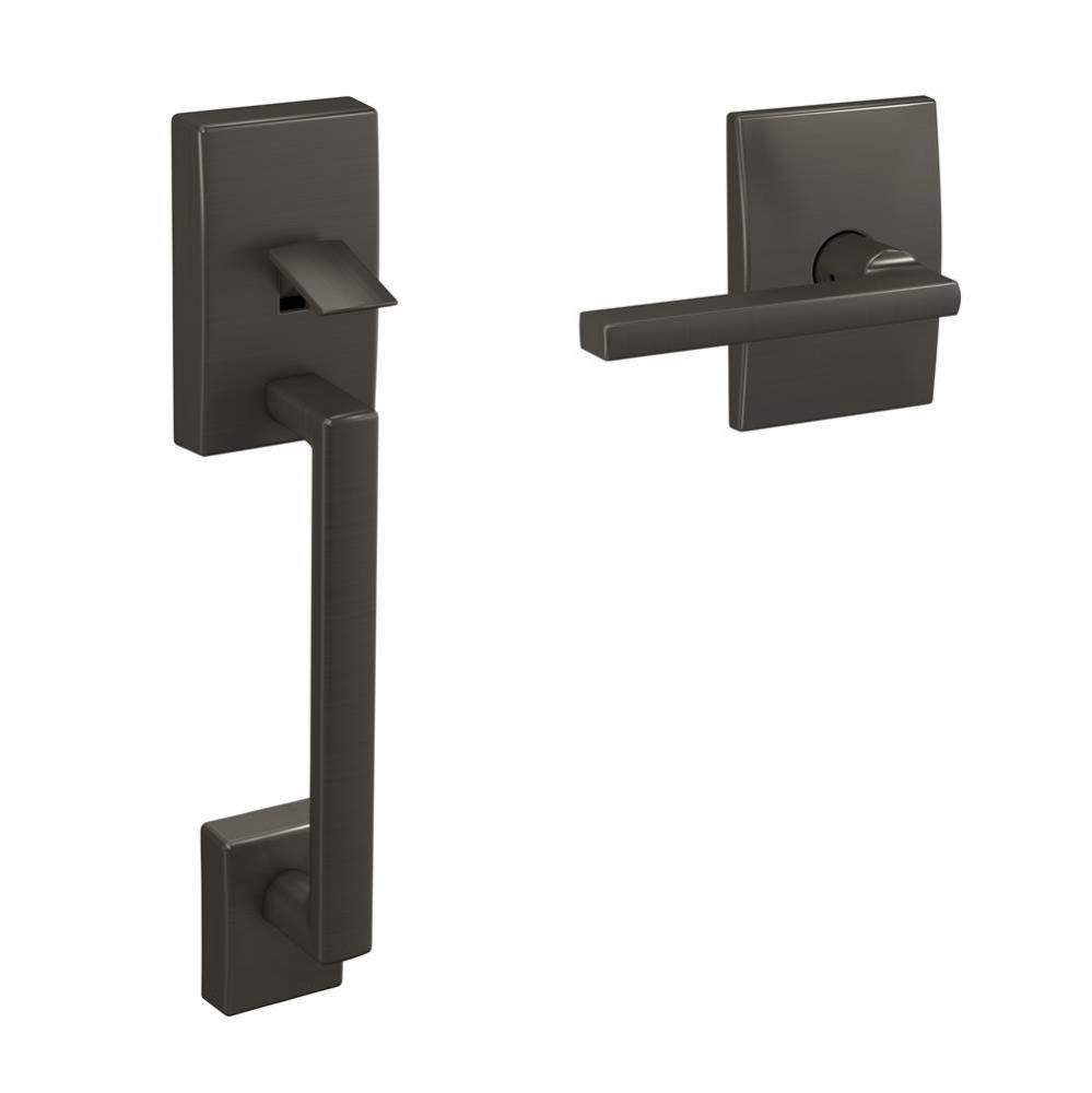 Custom Century Front Entry Handle and Latitude Lever with Century Trim in Black Stainless