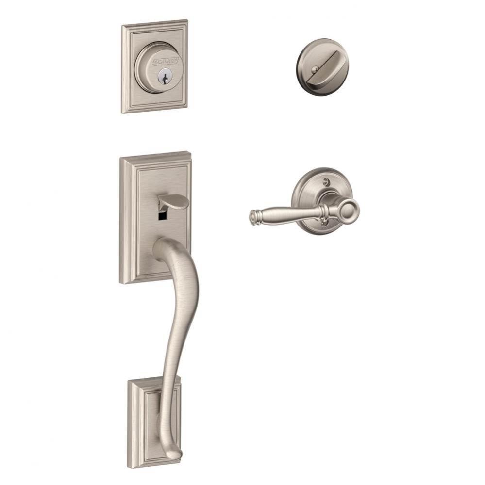 Addison Handleset with Single Cylinder Deadbolt and Birmingham Lever in Satin Nickel