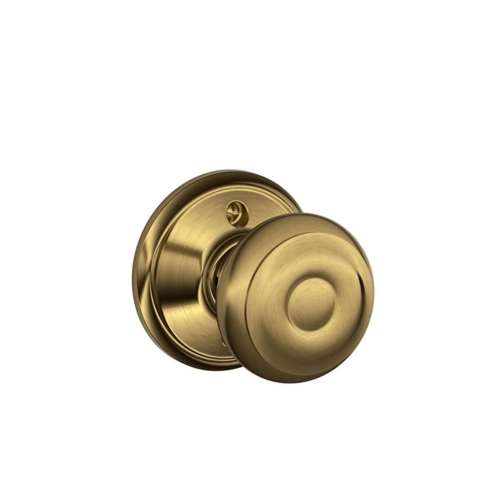 Georgian Knob Non-Turning Lock in Antique Brass