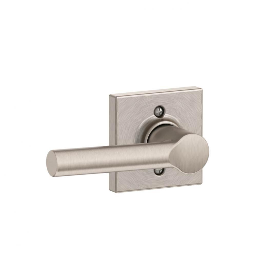 Broadway Lever with Collins Trim Non-Turning Lock in Satin Nickel