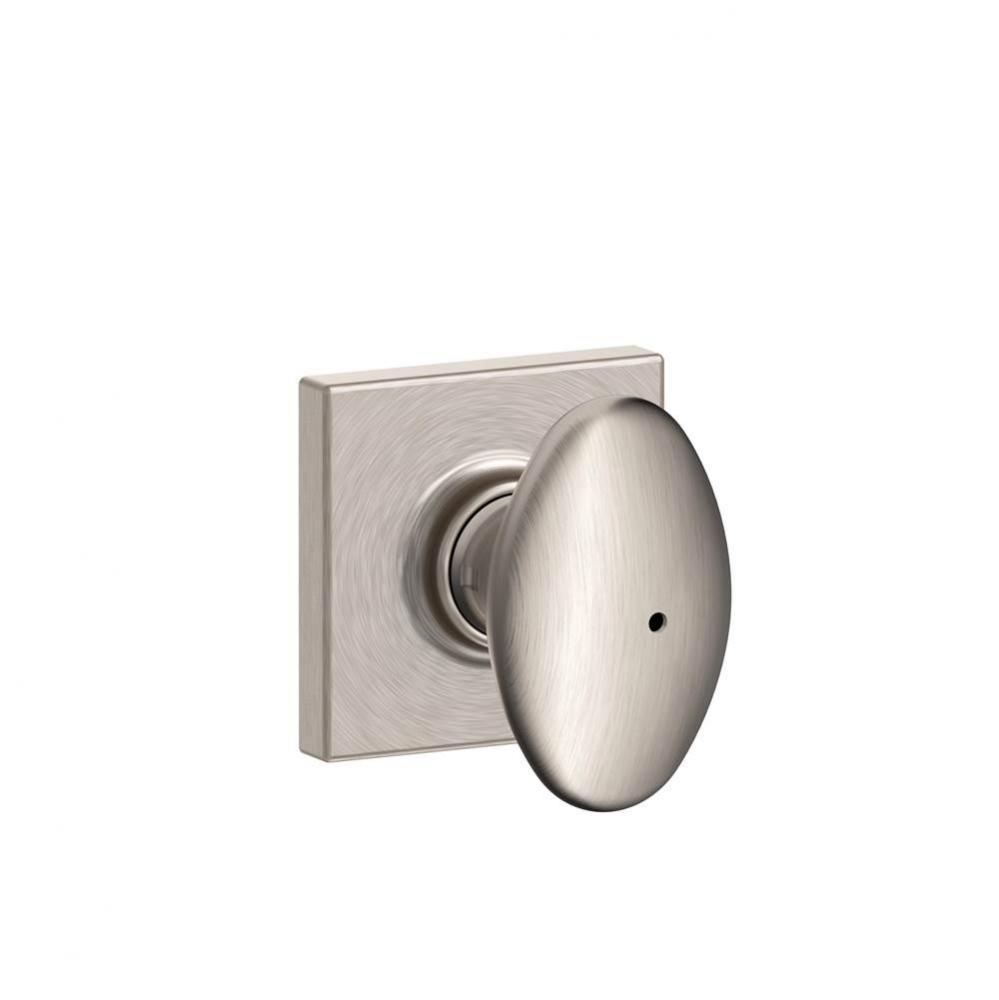 Siena Knob with Collins Trim Bed and Bath Lock in Satin Nickel