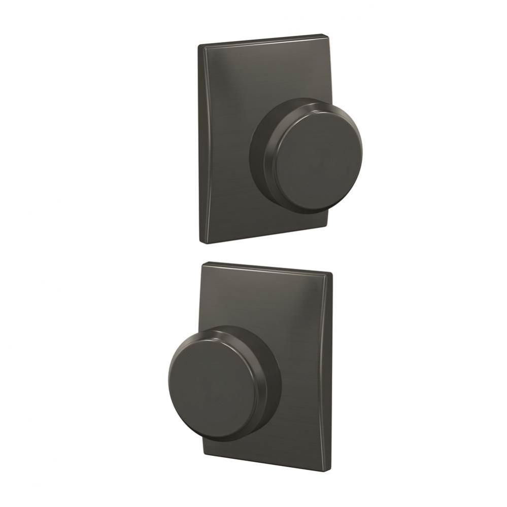 Custom Bowery Knob with Century Trim Hall-Closet and Bed-Bath Lock in Black Stainless