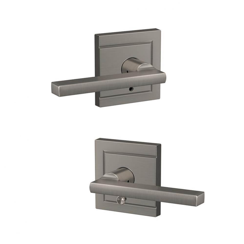 Custom Latitude Lever with Upland Trim Hall-Closet and Bed-Bath Lock in Satin Nickel