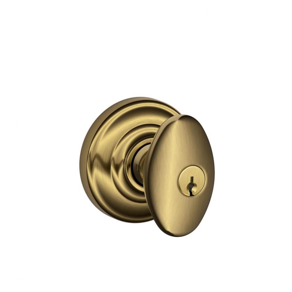 Siena Knob with Andover Trim Keyed Entry Lock in Antique Brass