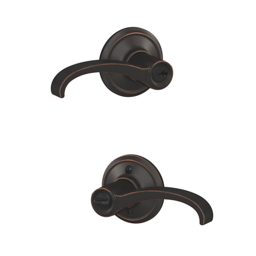 Whitney Lever with Georgian Trim Keyed Entry Lock in Aged Bronze