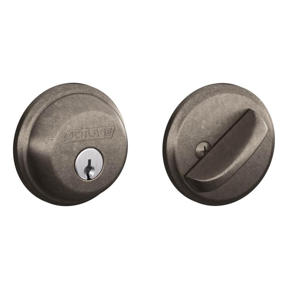 Single Cylinder Deadbolt in Distressed Nickel