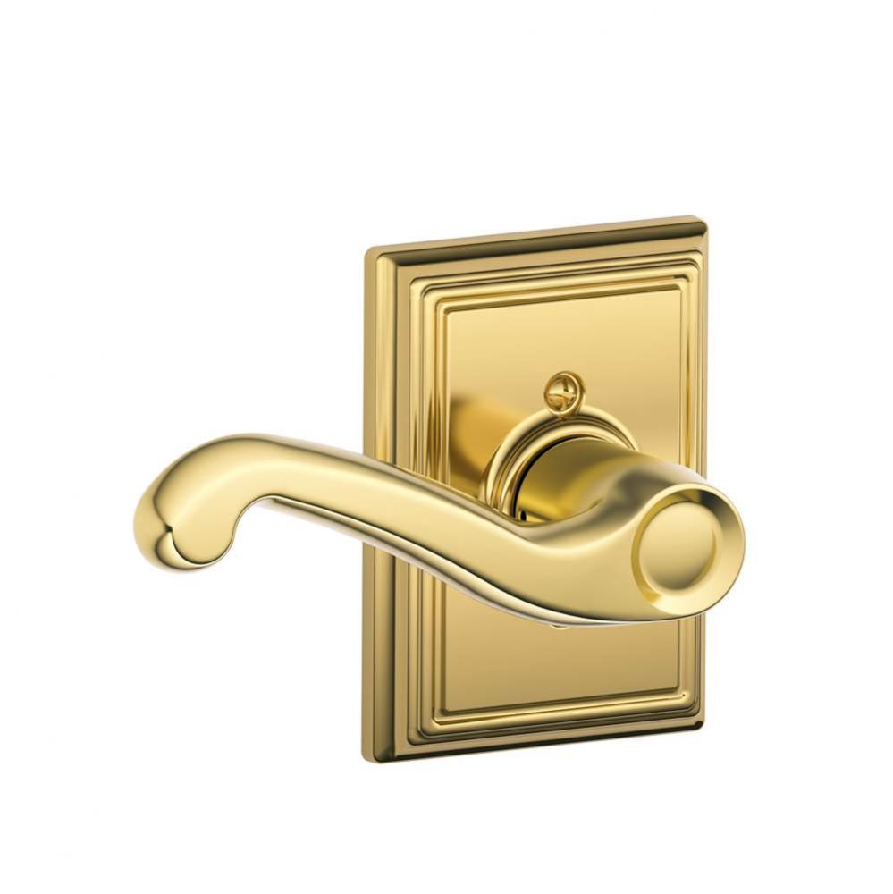 Flair Lever with Addison Trim Non-Turning Lock in Bright Brass - Left Handed