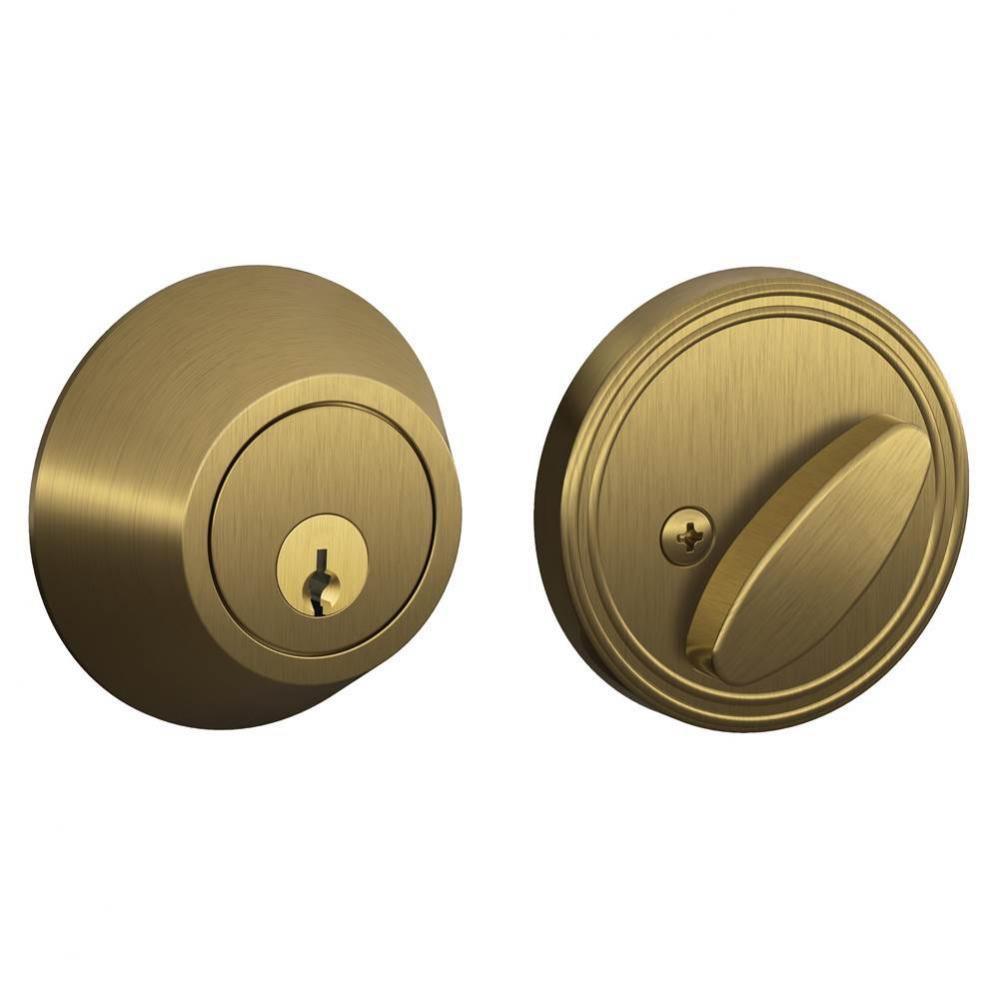 Single Cylinder Deadbolt in Antique Brass