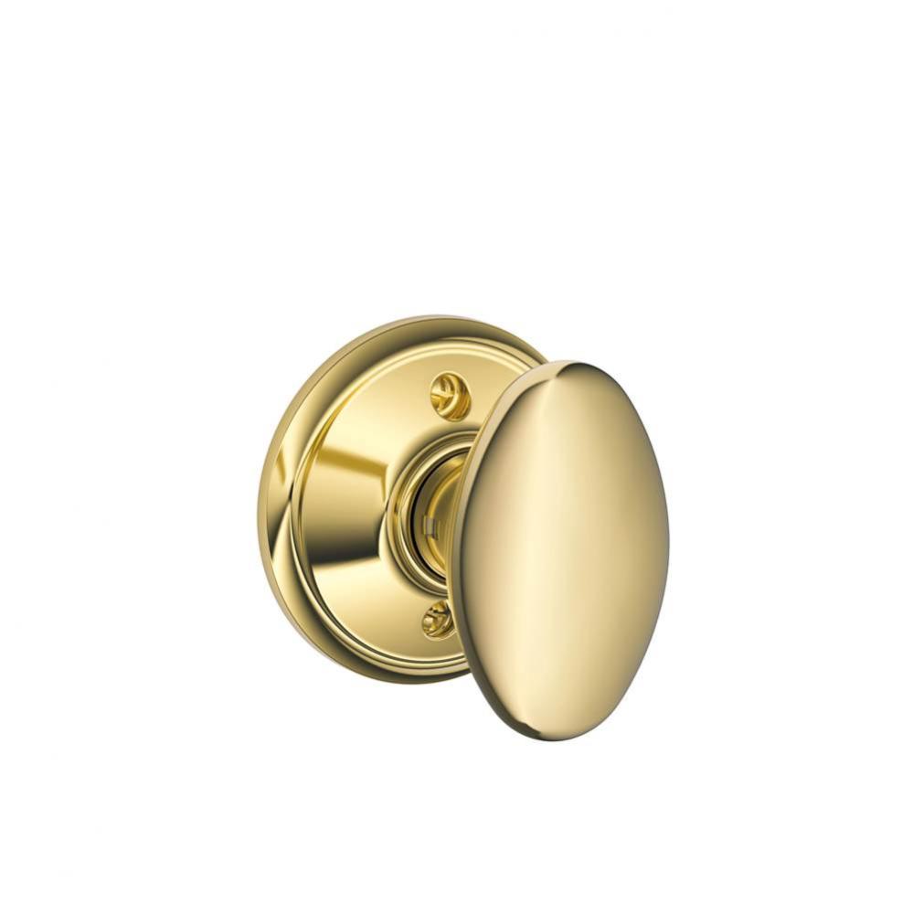 Siena Knob Non-Turning Lock in Bright Brass