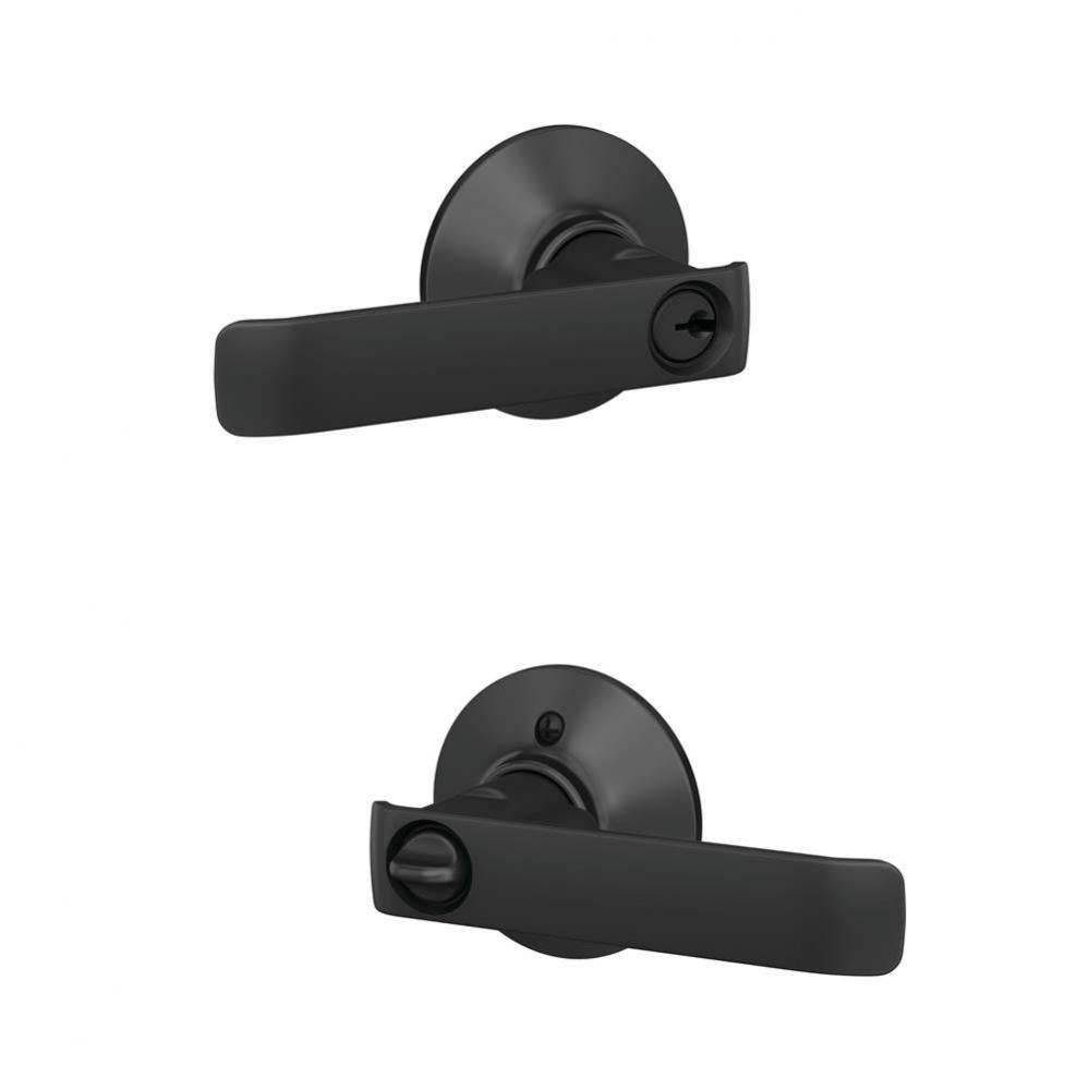 Clybourn Lever with Plymouth Trim Keyed Entry Lock in Matte Black