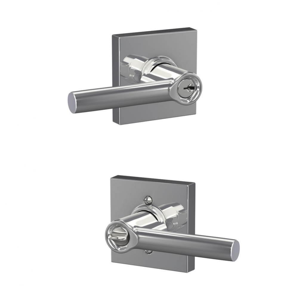 Broadway Lever with Collins Trim Keyed Entry Lock in Bright Chrome