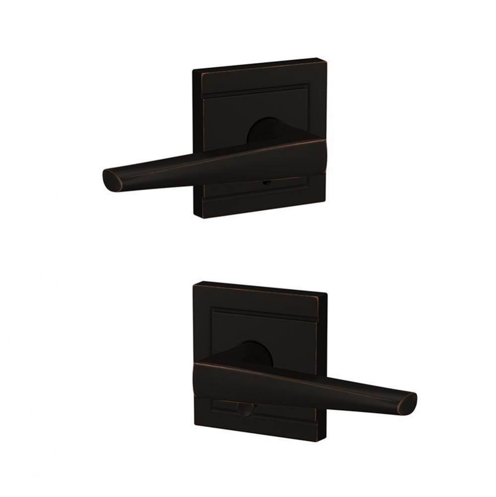 Custom Eller Lever with Upland Trim Hall-Closet and Bed-Bath Lock in Aged Bronze