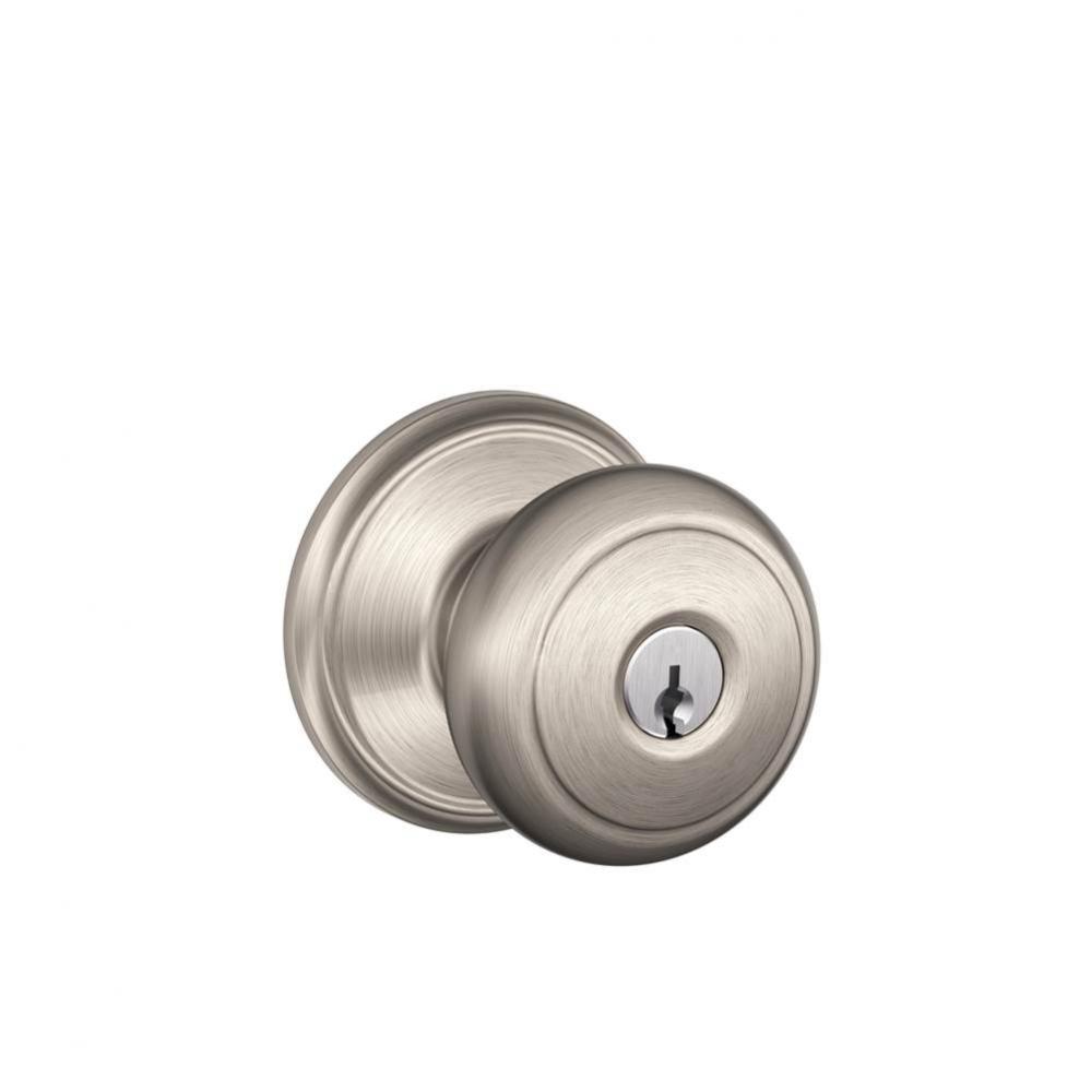 Andover Knob Keyed Entry Lock in Satin Nickel