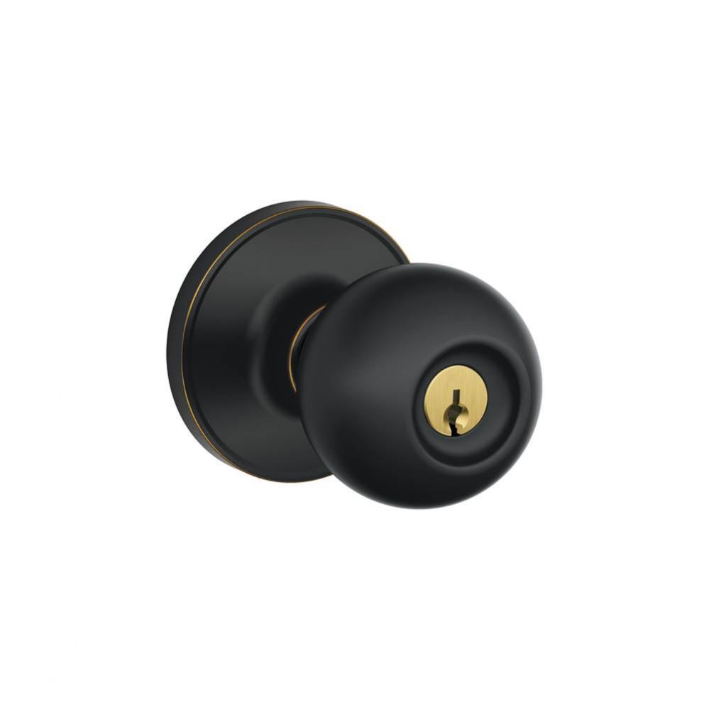 Corona Knob Keyed Entry Lock in Aged Bronze