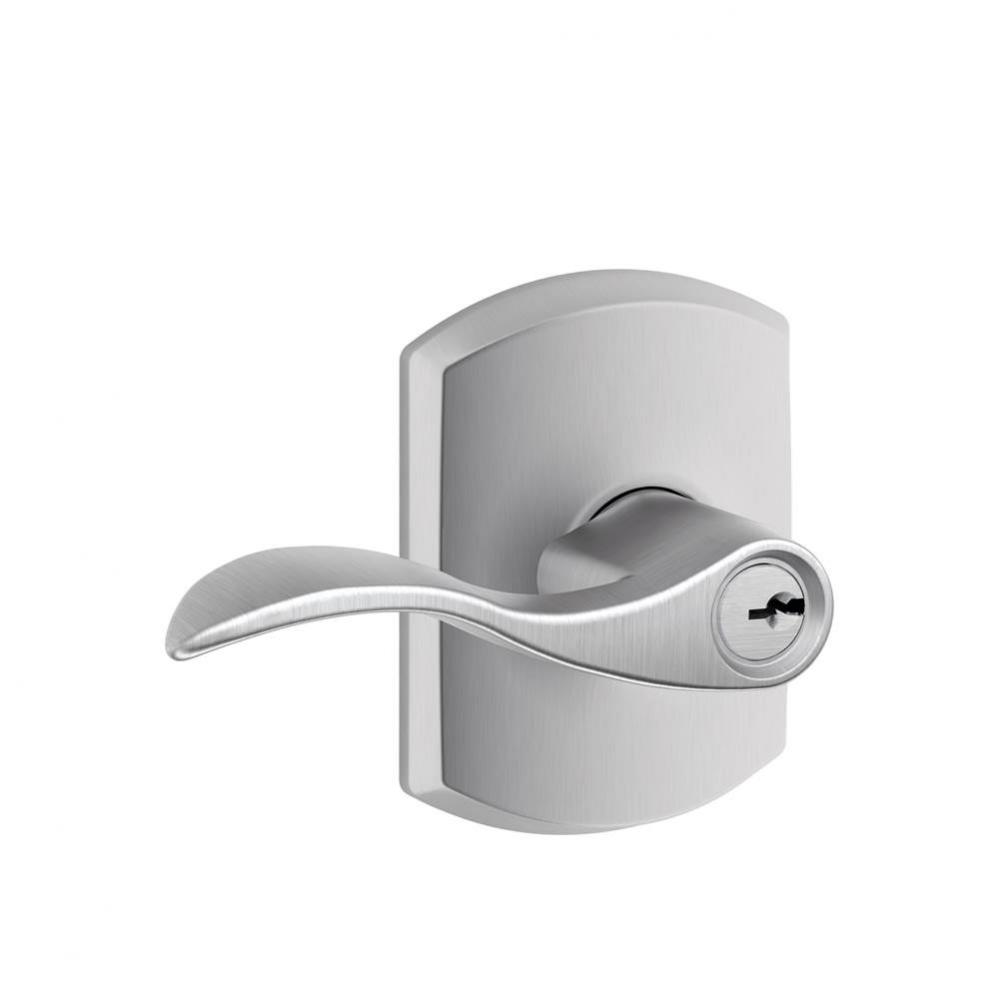 Accent Lever with Greenwich Trim Keyed Entry Lock in Satin Chrome