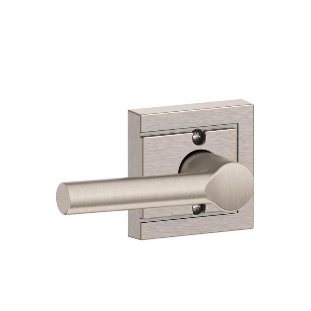 Broadway Lever with Upland Trim Non-Turning Lock in Satin Nickel