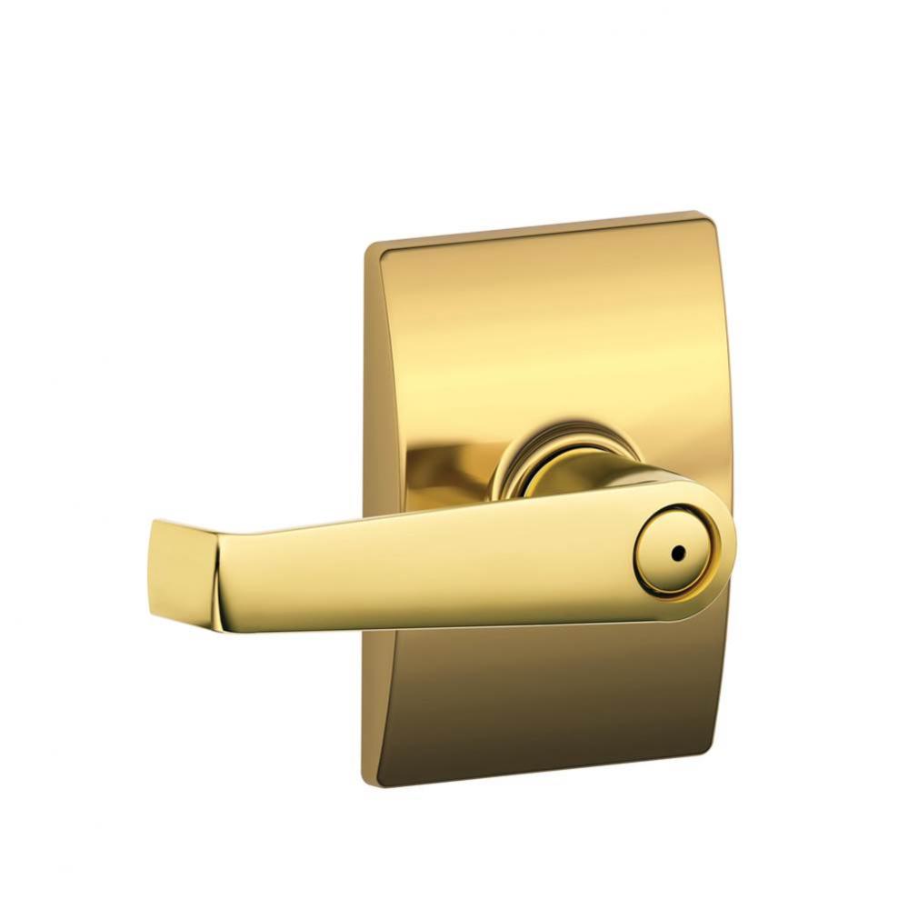Elan Lever with Century Trim Bed and Bath Lock in Bright Brass