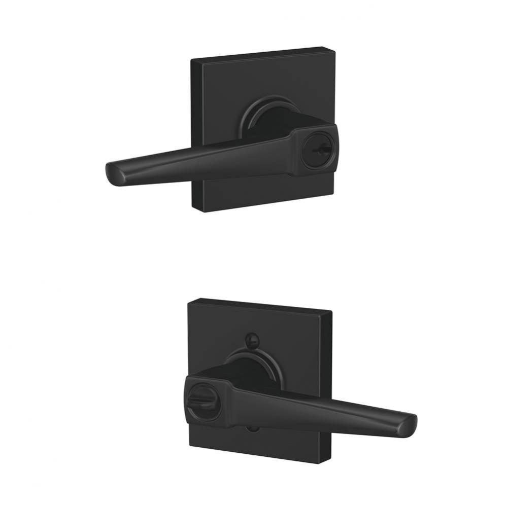 Eller Lever with Collins Trim Keyed Entry Lock in Matte Black