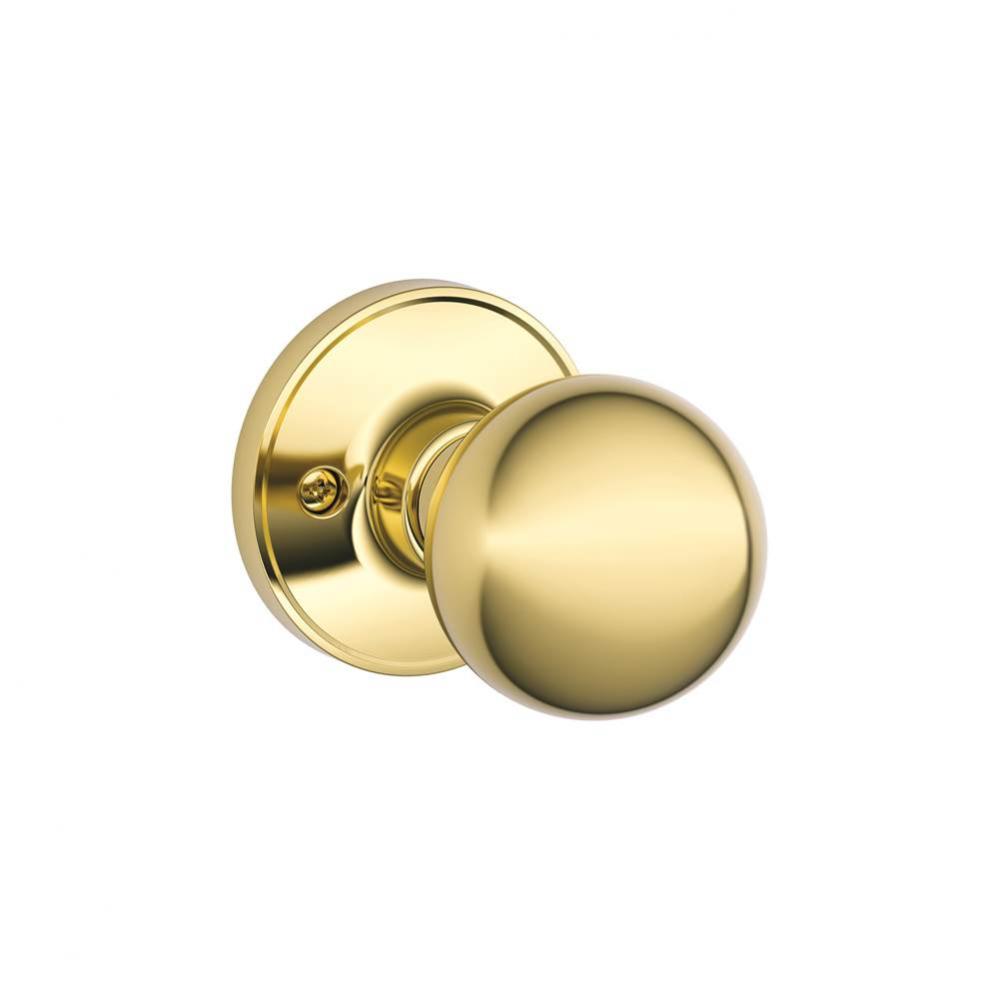 Corona Knob Non-Turning Lock in Bright Brass