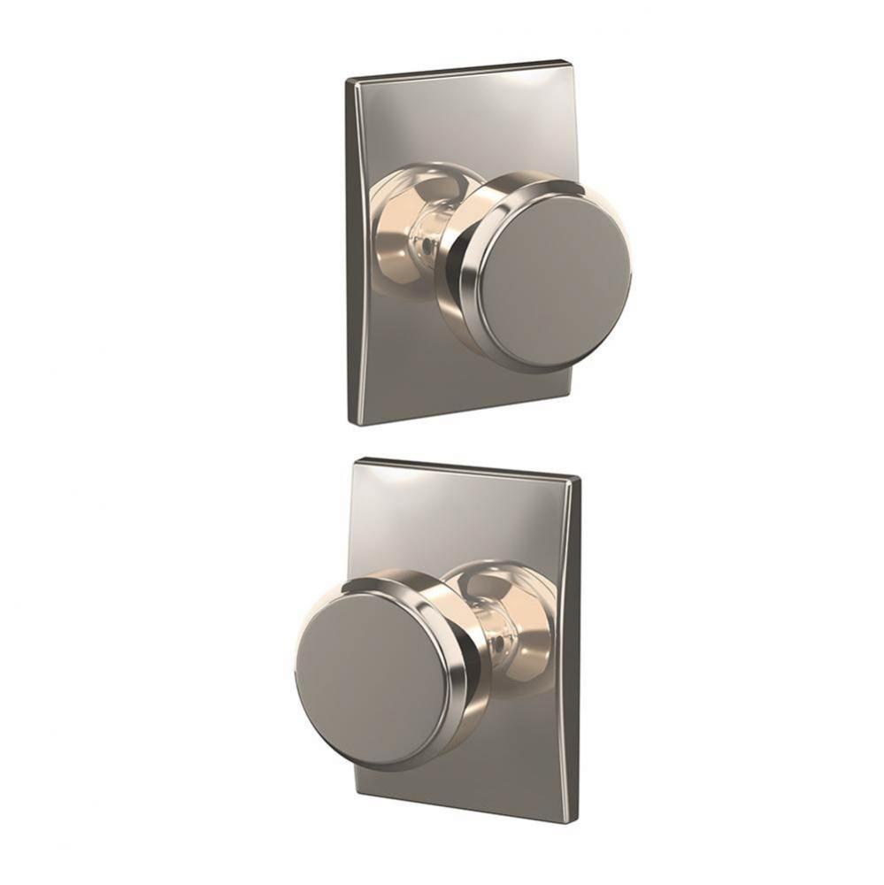 Custom Bowery Knob with Century Trim Hall-Closet and Bed-Bath Lock in Polished Nickel