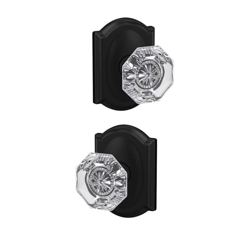 Custom Alexandria Non-Turning Glass Knob with Camelot Trim in Matte Black