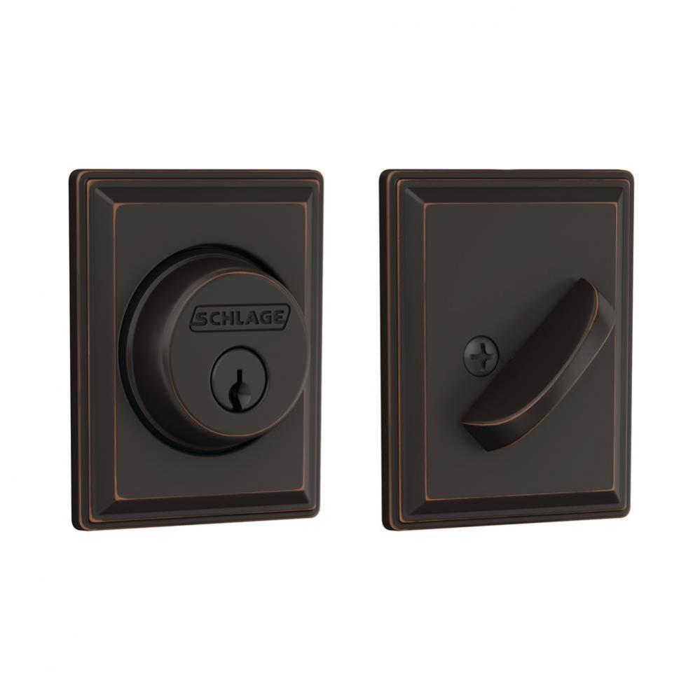 Single Cylinder Deadbolt with Grandville Trim in Aged Bronze