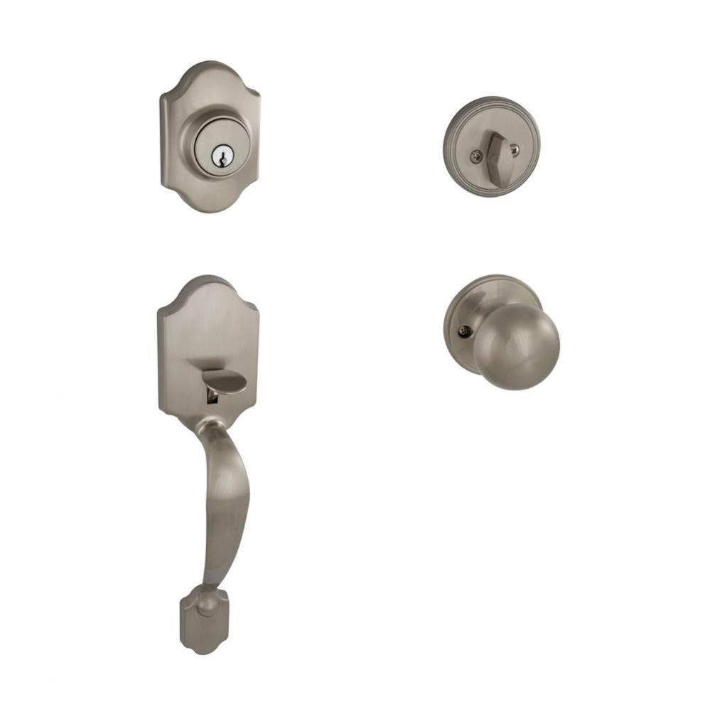 Billaby Satin Nickel Single Cylinder Handleset with Jeffir Knob