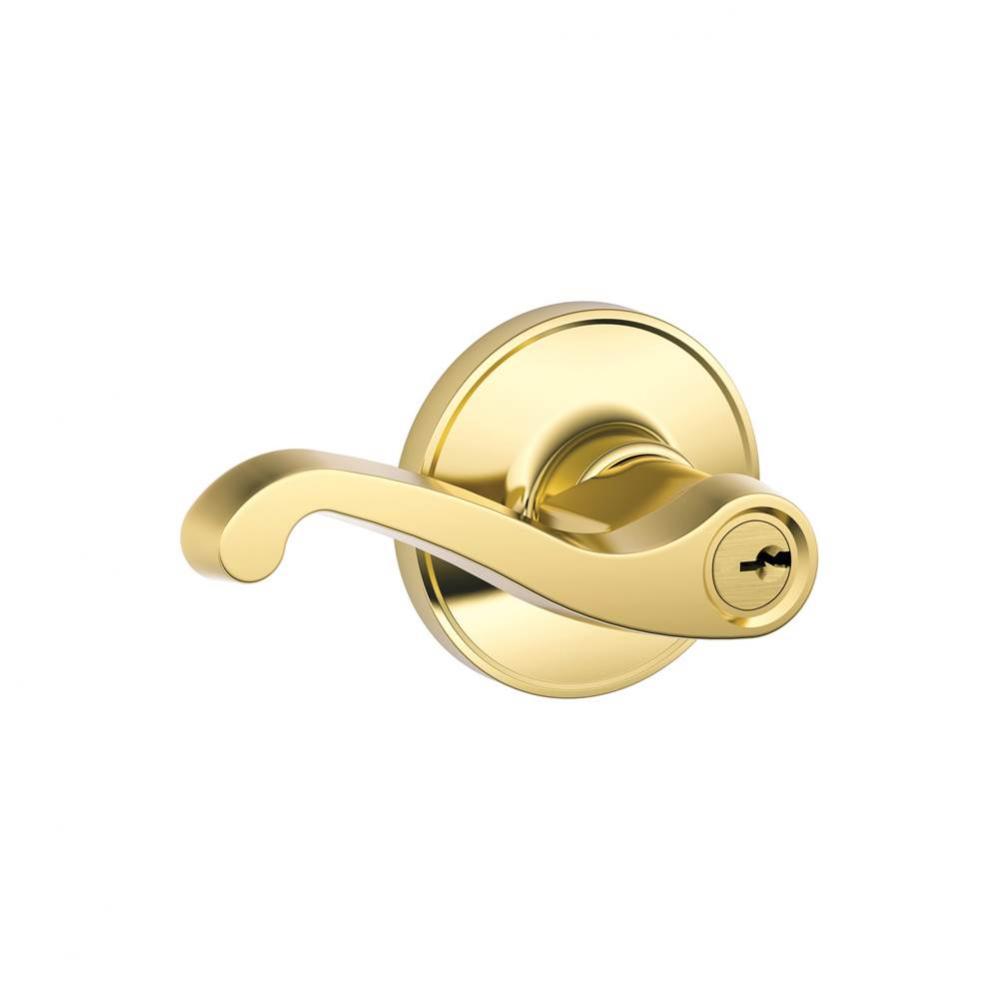 LaSalle Lever Keyed Entry Lock in Bright Brass