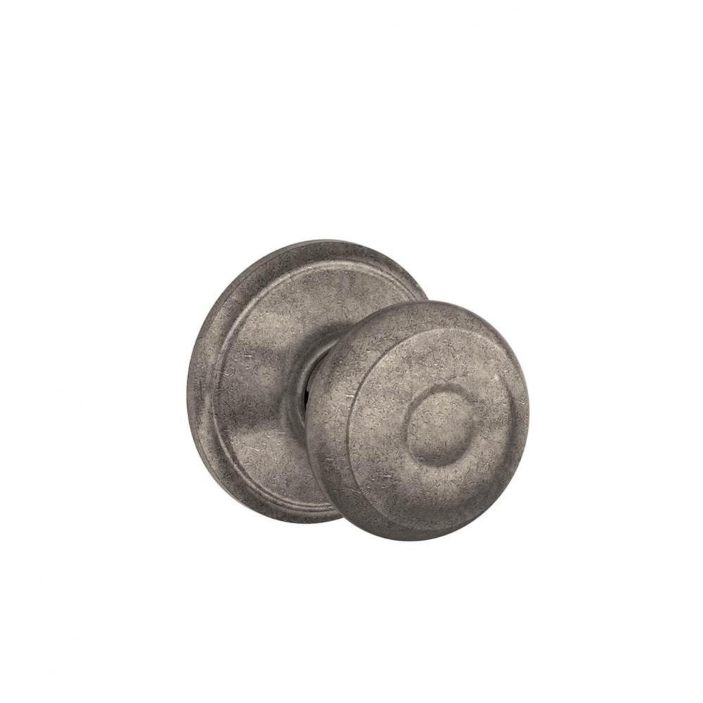 Georgian Knob Hall and Closet Lock in Distressed Nickel