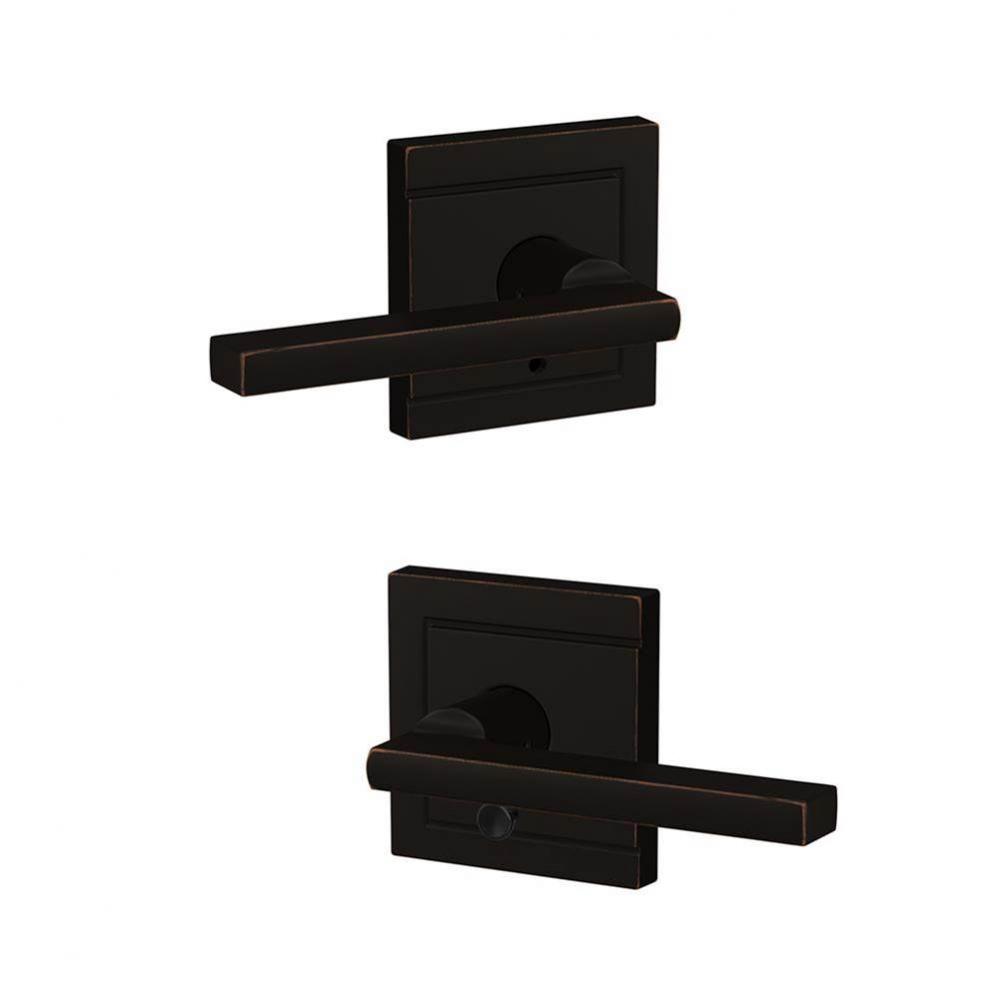 Custom Latitude Lever with Upland Trim Hall-Closet and Bed-Bath Lock in Aged Bronze