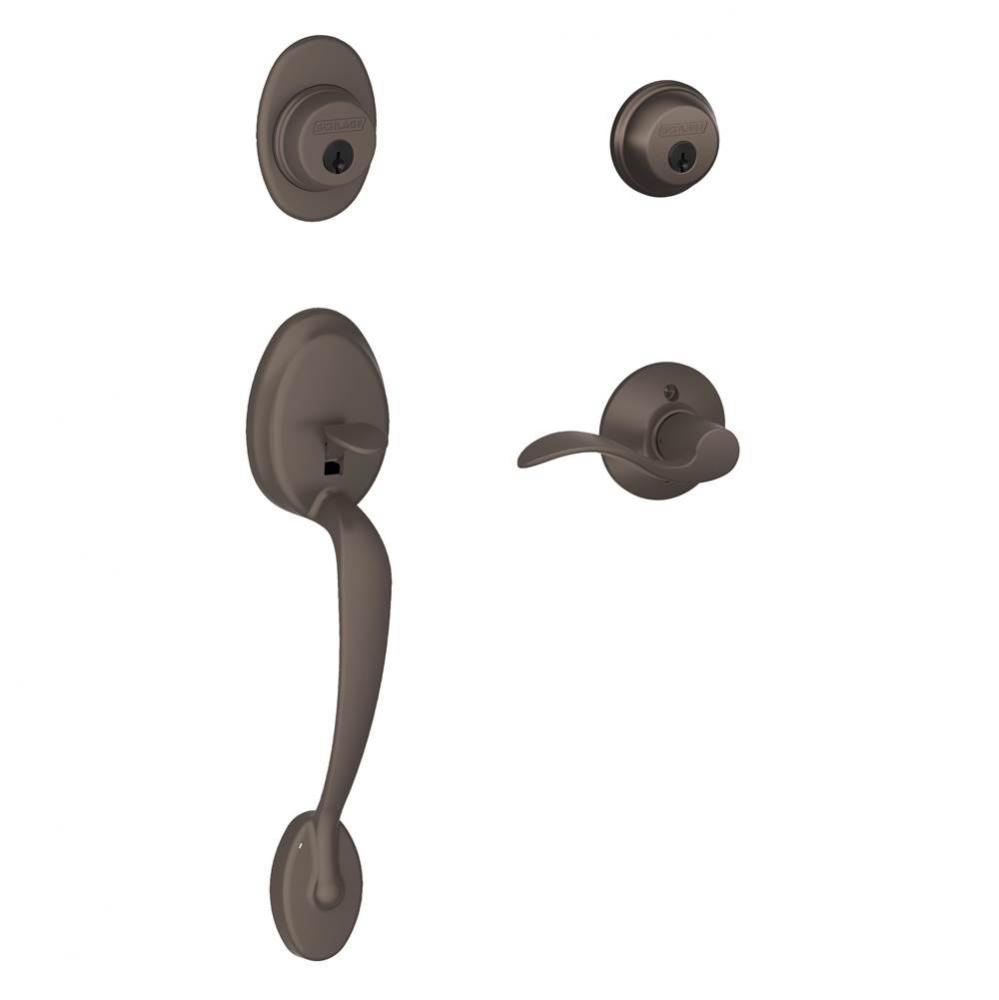 Plymouth Handleset with Double Cylinder Deadbolt and Accent Lever in Oil Rubbed Bronze- Left Hande