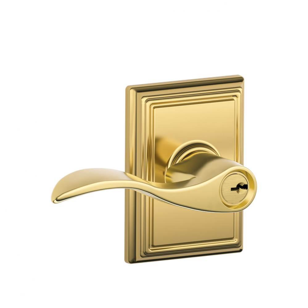 Accent Lever with Addison Trim Keyed Entry Lock in Bright Brass