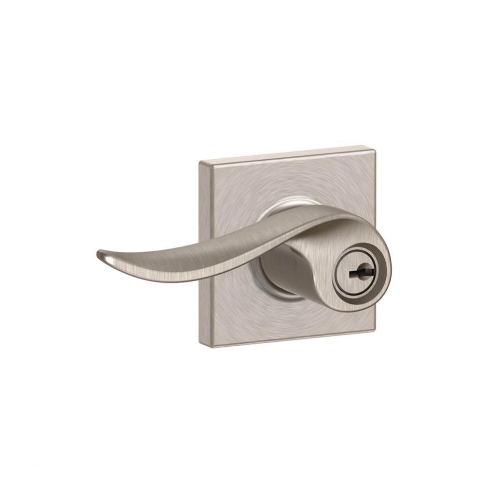 Sacramento Lever with Collins Trim Keyed Entry Lock in Satin Nickel