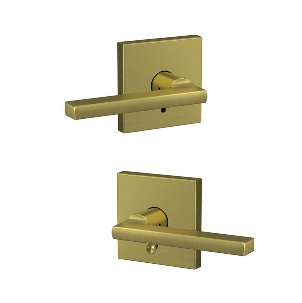 Custom Latitude Lever with Collins Trim Hall-Closet and Bed-Bath Lock in Satin Brass