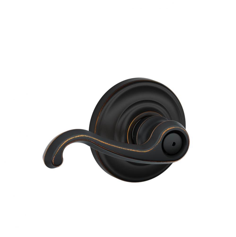 Callington Lever with Andover Trim Bed and Bath Lock in Aged Bronze