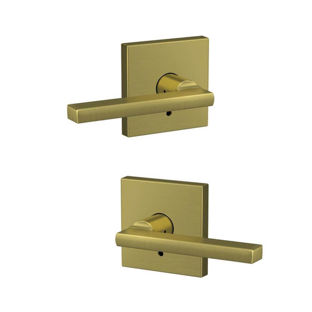 Custom Latitude Non-Turning Lever with Collins Trim in Satin Brass