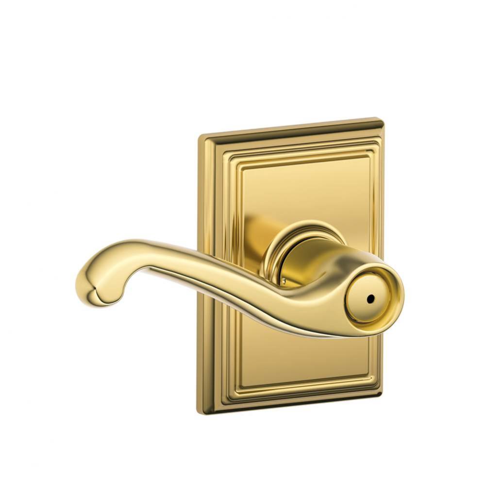Flair Lever with Addison Trim Bed and Bath Lock in Bright Brass