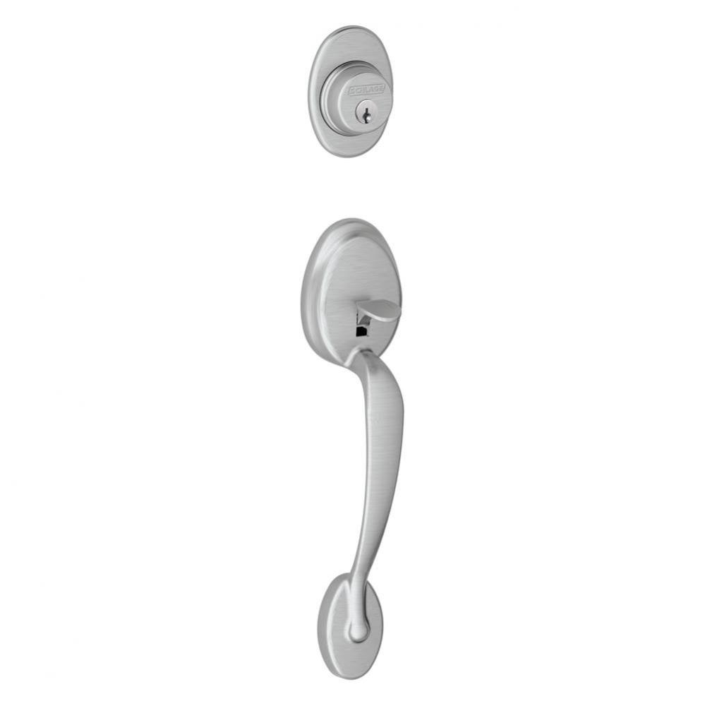 Plymouth Exterior Handleset Grip with Exterior Single Cylinder Deadbolt in Satin Chrome