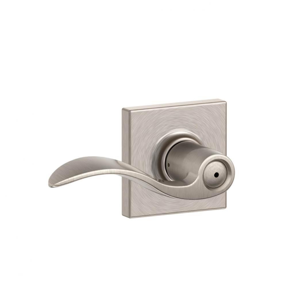 Accent Lever with Collins Trim Bed and Bath Lock in Satin Nickel