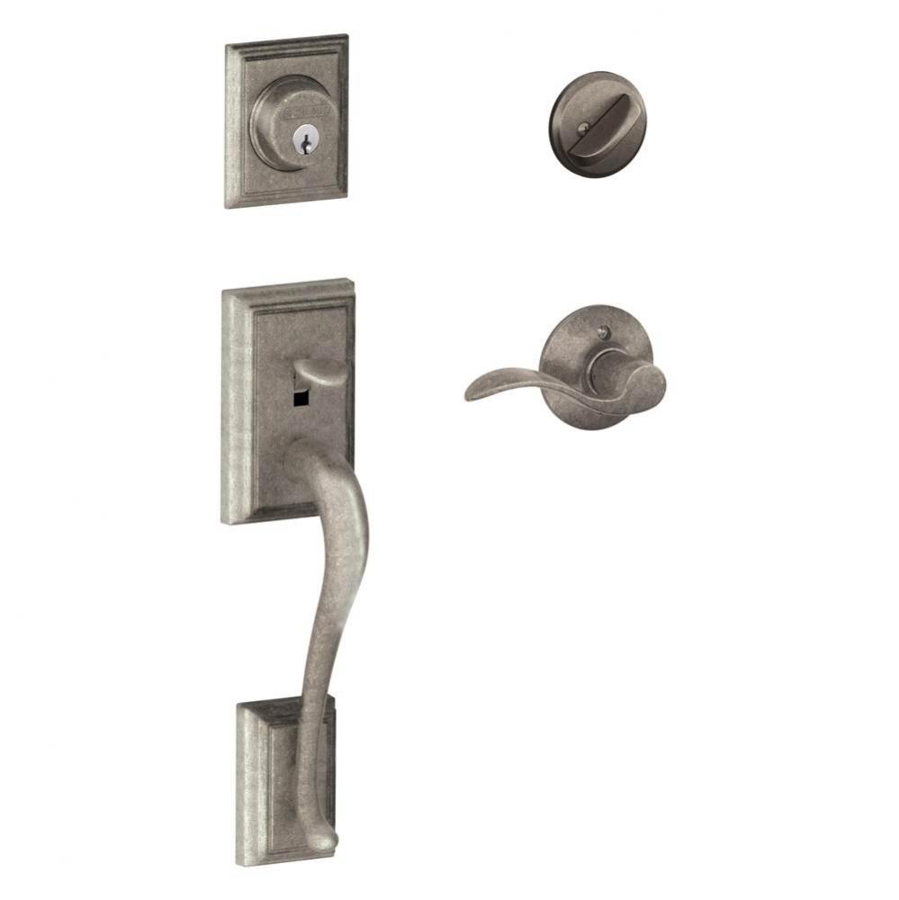 Addison Handleset with Single Cylinder Deadbolt and Sacramento Lever in Distressed Nickel