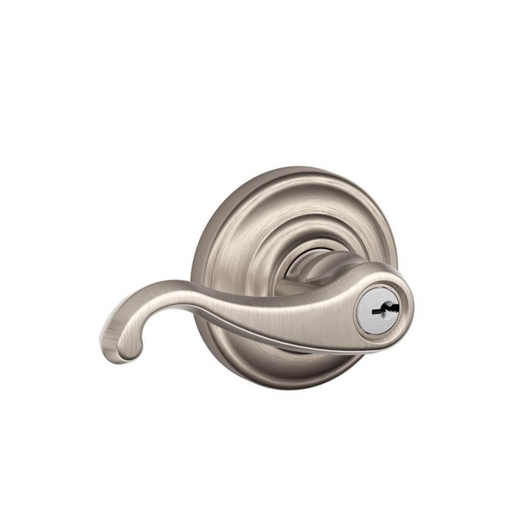Callington Lever with Andover Trim Keyed Entry Lock in Satin Nickel