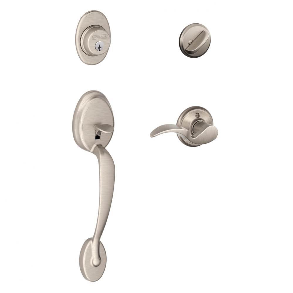 Plymouth Handleset with Single Cylinder Deadbolt and Avanti Lever in Satin Nickel