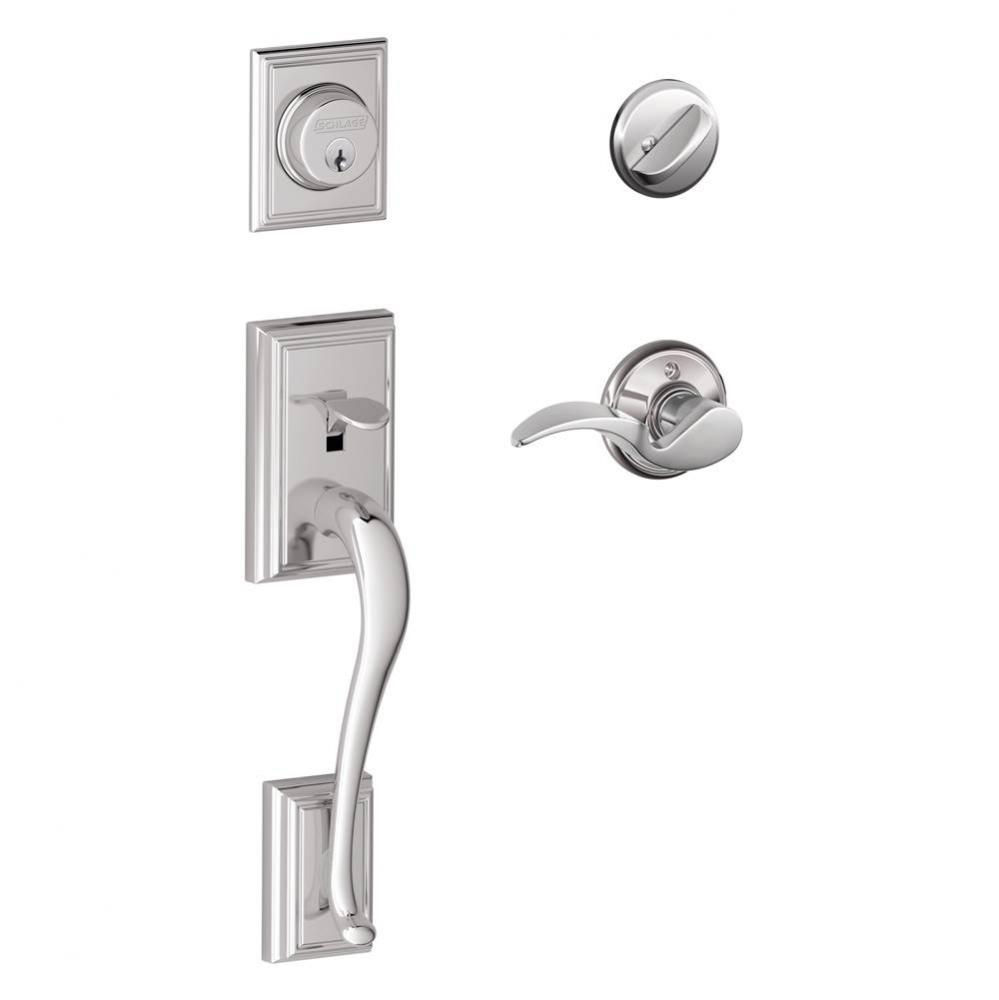 Addison Handleset with Single Cylinder Deadbolt and Avanti Lever in Bright Chrome - Left Handed